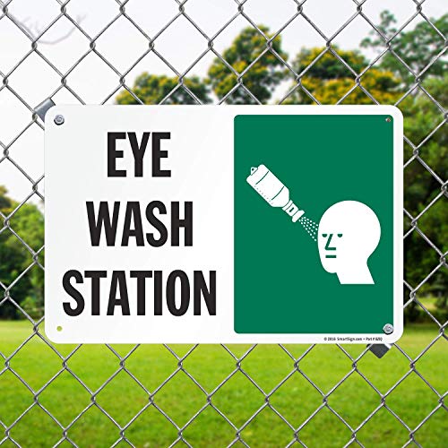 SmartSign "Eye Wash Station" Sign | 12" x 18" Aluminum - color: 12" x 18" Aluminum