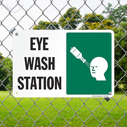SmartSign "Eye Wash Station" Sign | 12" x 18" Aluminum - color: 12" x 18" Aluminum
