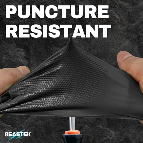 BEASTEK Nitrile Disposable Gloves, 8Mil Latex & Powder Free Chemical Resistant Heavy Duty Cooking Diamond Gloves Black 100Pcs - color: Medium (Black)