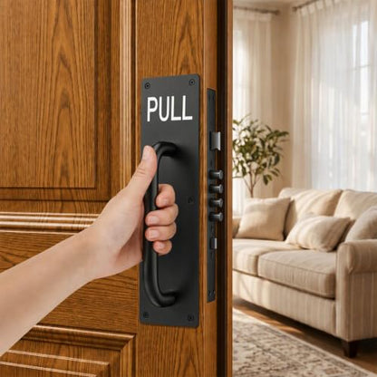 Sumnacon 1 Set Stainess Steel Door Handle,Push Pull Plate Handles, Black - color: Black