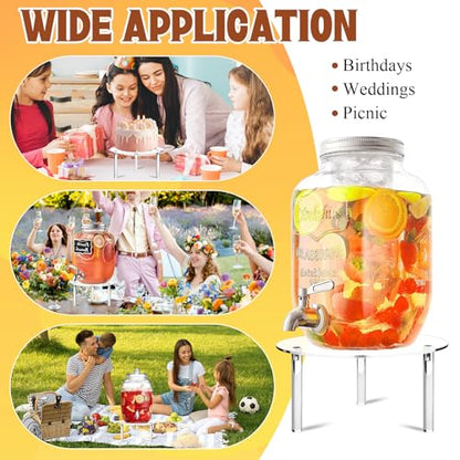 4 Pcs Drink Dispenser Stand, 7.9" Acrylic Water Dispenser And Beverage Dispenser Stand, Clear Acrylic Stands, Pitcher Stand Base for Parties and Events, Cake Stand, Plant Stands