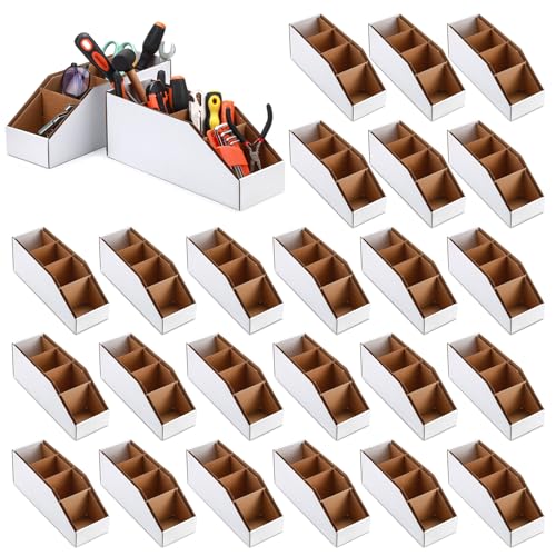 Fuyoooo 30 Pack Cardboard Storage Parts Bins Boxes with Dividers 12 x 6 x 4.5 Inch Small Parts Bins Organizers Bulk for Shelves Stem Project Online Store Inventory Garage Organization - size: 12 x 6 x 4.5 Inch