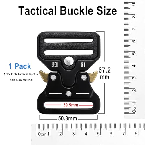 1-1/2 Inch Tactical Buckle Replacement, Metal Heavy Duty Tactical Belt Buckles for Webbing Nylon Strap, Dog Collar, Harness Military Buckle Backpack Clip Hardware, Black - color: 04(1-1/2" Black Metal Buckle 1pcs)