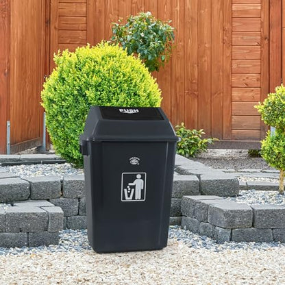 18 Gallon Large Swing Lid Trash Can, 4 Pack Plastic Garbage Can, Grey