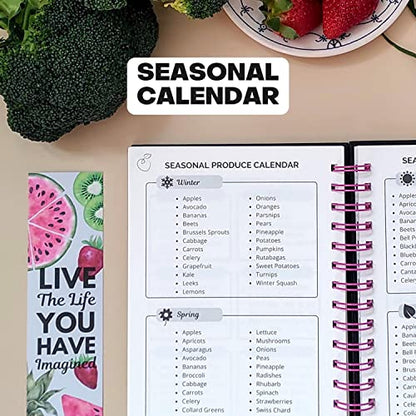Life & Apples Weekly Meal Planner Notebook with Grocery List, Retro - color: Retro