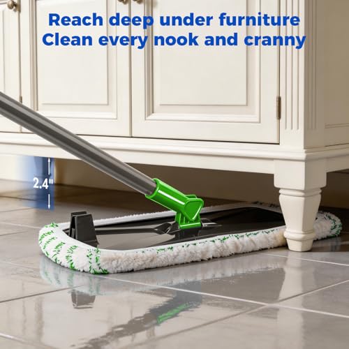 Masthome Microfiber Flat Mop,16" Head with 5 Washable Pads - color: Green Extra Large