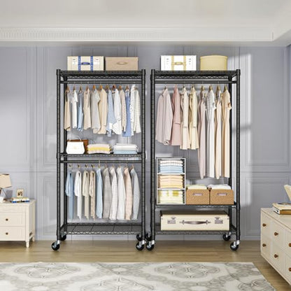 FUTASSI Heavy-Duty Portable Closet, 30"W x 14"D x 76"H, Black, Carbon Steel - color: Black, size: P1 Medium