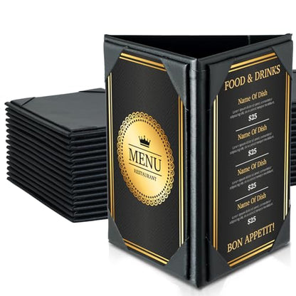 Leather Table Tent Triangle Menu Holders 4" x 6", 15 Pack 3-Side - size: 15 Pack, 4" x 6"