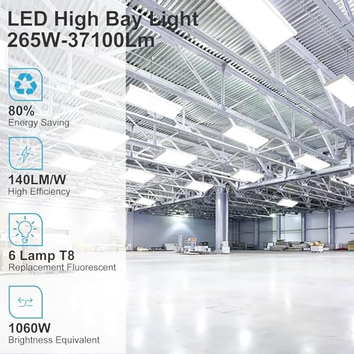 Lightdot 2 Pack LED High Bay Shop Lights, 4FT 240W 33600LM [Eqv.1000W MH/HPS] 5000K Daylight Linear Hanging Light for Garage Warehouse Gyms, 10 Lamp Fluorescent Fixture Replacement - color: 4FT