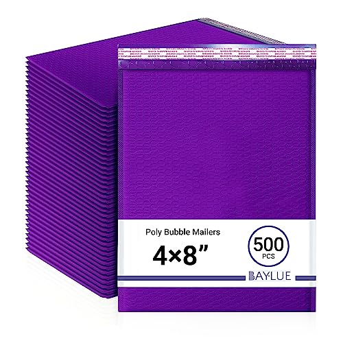 Purple Bubble Mailers 4x8, Self Seal Poly Padded Envelopes #000, 500 Pack - color: Purple, size: 4"x8" / 500 Pack
