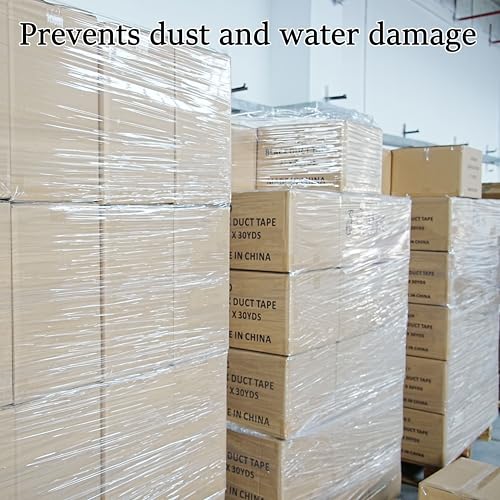 2 Pack Clear Stretch Film Industrial Strength 12'' x 1000 feet 80 Gauge with Plastic Handle, Clear Wrapping Shrink, Durable Self-Adhering Plastic Wrap for Moving, Shipping CHUANGSEED - color: Clear, size: 2 Pack