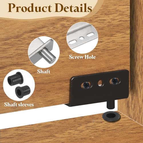 uxcell 4Set Pivot Hinge, 40 x 18 mm Heavy Duty Iron Concealed Shaft Door Hinges with Bushing Kit for Furniture Cabinets Wood Doors, Silver - color: Silver