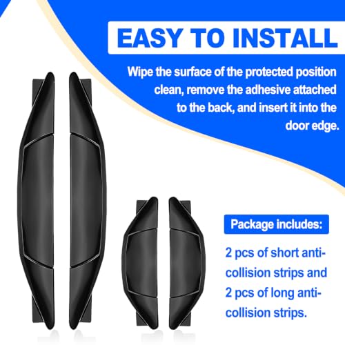 Set of 4 Pieces Universal Car Door Edge Guards Heavy Duty Anti-Collision Strips with Self-Adhesive Door Protector for Cars SUVs Trucks Black