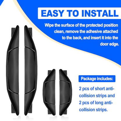 Set of 4 Pieces Universal Car Door Edge Guards Heavy Duty Anti-Collision Strips with Self-Adhesive Door Protector for Cars SUVs Trucks Black