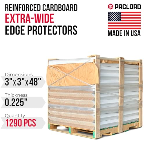 Extra-Wide 48" x 3" x 3" Reinforced Cardboard Edge Protectors - color: Thickness: 0.225", size: Full Pallet