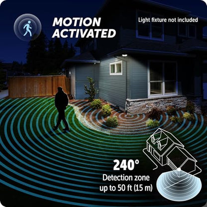 Globe Electric 240° Motion Sensor Replacement, MotionBright 2-Level Lighting, Adjustable SENS Dial, Manual Mode, Black Finish, Outdoor Security Light, 17000184 - color: Black