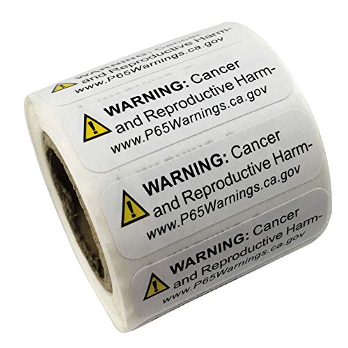 FirstZi Adhesive California Prop 65 Warning Labels CA P65 Sticker Paper Sign Short Form Safety Alert Tag Decal - 0.5x1.5 Inches - 500 Stickers per Roll - size: 1 roll(500 labels)