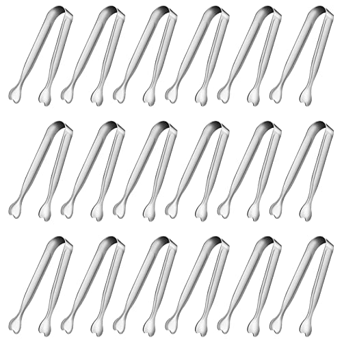 Mini Serving Tongs, Anytrp 18-Packs Stainless Steel Sugar Tongs, 4.3inch Ice Tongs Kitchen Appetizers Tongs for Coffee Bar, Tea Party, Desserts Party, Sugar and Ice Bucket - color: Silver, size: 4.3inch-18pcs
