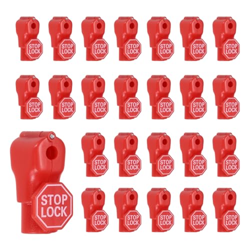 50Pcs Peg Hook Locks (5mm) PC Magnet Anti-Theft Pegboard Display Hook Locks Security Red Stop Tools, Fits Retail Shop/Shopping Center/Garage Tools, Red - color: Red, size: 5mm