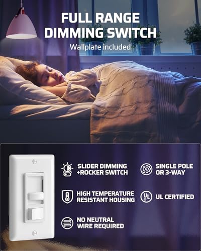 DEWENWILS 5 Pack Dimmer Switch, Single-Pole or 3-Way Dimmer Light Switch - size: 5 pack