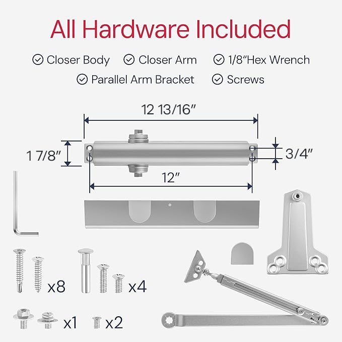 Lawrence Heavy Duty Door Closer Commercial Grade 1 - color: Aluminum (AL)