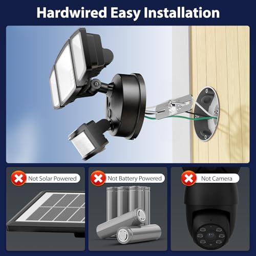 Onforu 75W LED Flood Light Motion Sensor Outdoor, 7000lm Dusk to Dawn Flood Light, Security Light with Three Head, IP65 Waterproof Exterior Floodlight, 6500k Wall Light for Entryway Stairs Yard Garage - color: Black