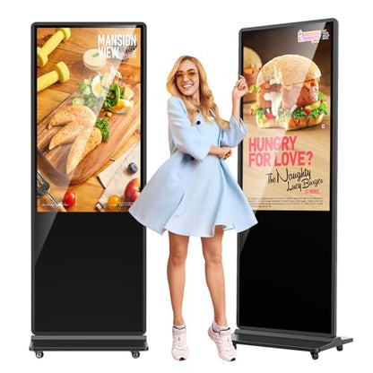 49'' Digital Signage Display Smart Android LCD Sign Kiosk Electronic Menu Board Advertising Display Screen Monitor HDMI WiFi USB 4K Media Video Player (Touchscreen,Black) - color: Black, size: 49-Inch, style: Touch Screen