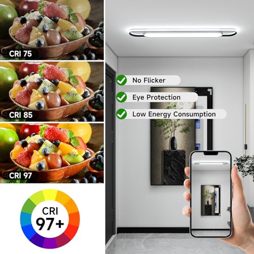 4Ft Cool White Modern LED Ceiling Lighting,65W Metal Linear Ceiling Lamp,6500K High Brightness Simple Long Light for Kitchen Dining Living Room Laundry, Garage Cloakroom Lighting (48Inch) - color: Cool White (6500K/NOT Dimmable ), size: 4 FT (48 Inch / 12