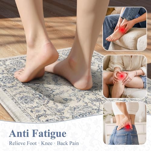 KIMODE Kitchen Mats for Floor Cushioned Anti Fatigue 2PCS Kitchen Rugs - color: Multi-blue, size: 17"x29.5"+17"x47"--0.47 inches