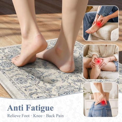 KIMODE Kitchen Floor Mats Cushioned Anti Fatigue Rugs Sets of 2 - color: Multi-blue, size: 20"x71"+20"x32"--0.47 inches