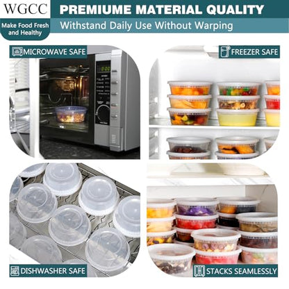 Deli Containers with Lids 8oz- Disposable Soup Containers with Lids 48 Sets - Plastic Container with Lid, Food Container with Leakproof, BPA Free/Microwave/Freezer/Dishwasher Safe - size: 8oz-48pc