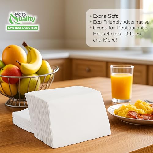 White Disposable Low Fold Dispenser Napkins 1 Ply, 3.5x5 Inch, 400 Pack