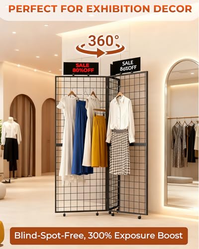 360° Foldable Grid Wall Panel, Three Gridwall Display Stand