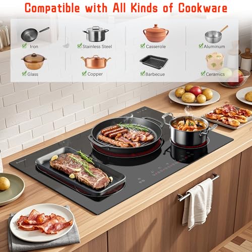 Karinear Electric Cooktop 30 Inch, 4 Burners Electric Stove Top, Drop-in - color: 30 inch 4 burner