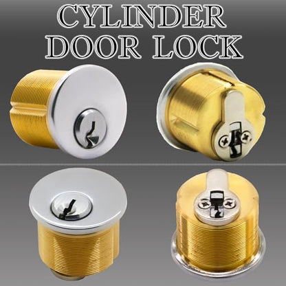 2PCS Brass Mortise Door Cylinder Locks with 2 Different SC1 Keyway Keys - size: 1 inch Door Cylinder Locks