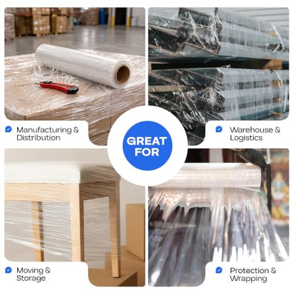 IDL Packaging 18" x 1000', 115G Strong Hand Stretch Wrap Roll - USA-Made - size: 18" X 1000', 115 Gauge