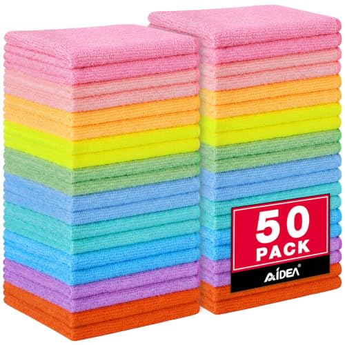 AIDEA Microfiber Cleaning Cloth, 50PK, Cleaning Rags, 11.5"×11.5" - color: Multi-colored