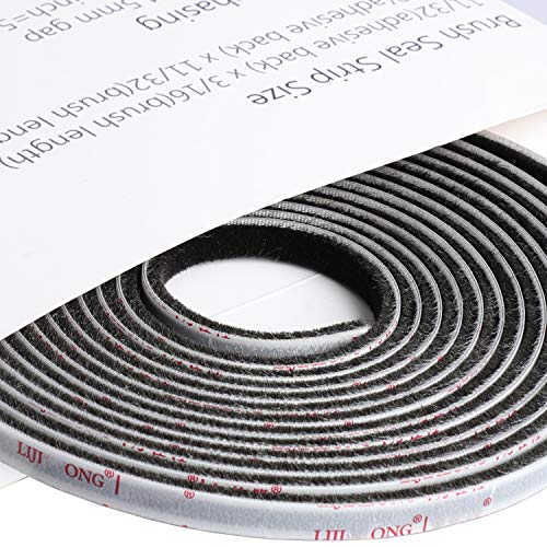 TORRAMI Brush Weather Stripping, 11/32 x 11/32 in, 16 ft, Black - color: Black, size: 11/32 inch x 11/32 inch x 16 ft
