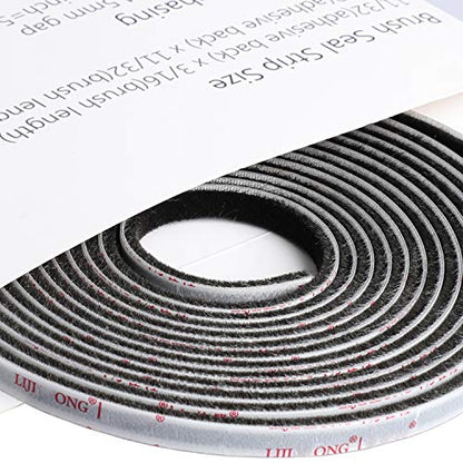 TORRAMI Brush Weather Stripping, 11/32 x 11/32 in, 16 ft, Black - color: Black, size: 11/32 inch x 11/32 inch x 16 ft