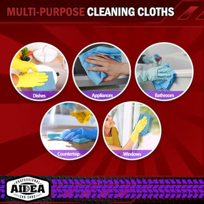 AIDEA Microfiber Cleaning Cloth Blue-50PK,Microfiber Towels for Cars 12×12" - color: Blue, size: 50PK