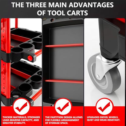 Auto Detailing Cart with Wheels, 3 Tier Rolling Detail Cart - color: Top