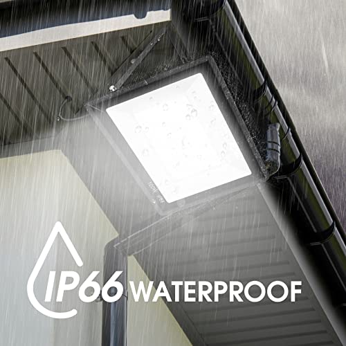 YANYCN 3 Pack 100W Led Flood Lights Outdoor,Super Bright 11600LM Security Lights with Plug,Exterior IP66 Waterproof 5000K Daylight White FloodLight for Basketball Court, Yard, Garden, Playground - color: 100W led flood light 3pack