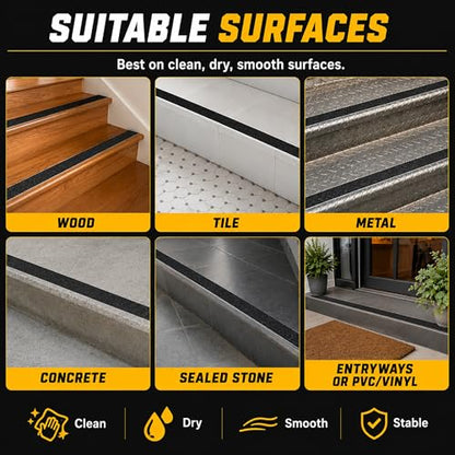 STRBOXONG Anti Slip Tape 2 in x 33 ft, Black 80 Grit Non Slip Grip Tape Roll, Waterproof Self Adhesive Traction Tape for Stairs Steps Ramps Ladders Workshop Walkways Industrial Safety Commercial Use - size: 2 in x 33 ft