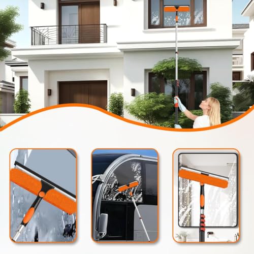 14" Extra-Wide Window Squeegee with 5-20FT Extension Pole - size: 14"-20FT
