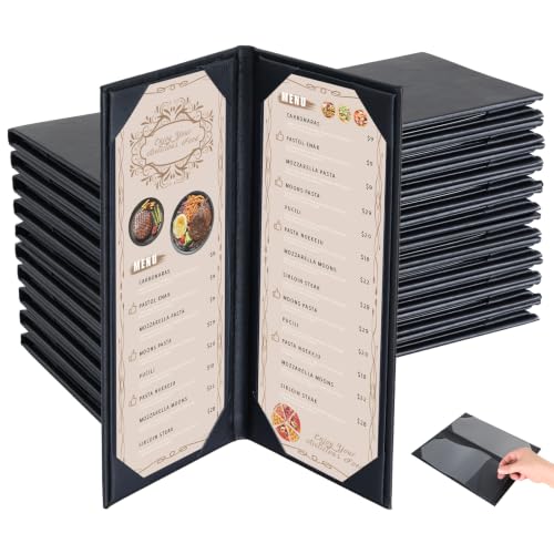10pcs 2 Page Restaurant Menu Covers 4.25 x 11" with PVC Cover - size: 10 pcs/4.25 x 11"/2 views