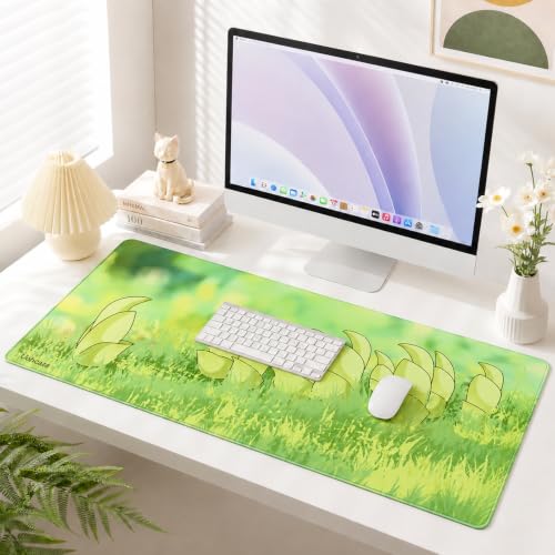 Large Desk Mat Green Meadow Mouse Pad Extended Keyboard Mat 35.4 x 15.7 - color: Greenfield Fresh