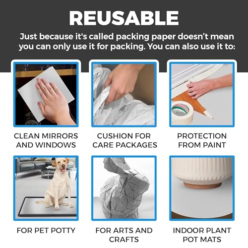 Bryco Goods Newsprint Packing Paper Sheets for Moving - 1.5lb - 50 Sheets of Newspaper Paper - Wrapping and Protecting Fragile Items, Box Filler, Shipping Supplies - 27" x 17" - Made in the USA - size: 27" x 17" (50 Sheets)