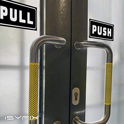 iSYFIX Push Pull Stickers Sign, 5x2 Inch, 2 Pack, Black/White - color: Black / White, size: Horizontal 2x5