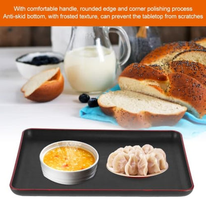 Limen Wood Grain Rectangular Acrylic Serving Tray, Non-Slip Base Rounded Edges Food Carry Platter for Home, Hotel, Restaurant(32 * 23cm/12.6 x 9.1in) - size: 12.6" x 9.1" x 0.8"