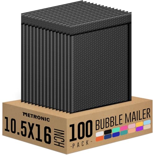 Metronic Bubble Mailers 10.5X16 Inch 100 Pack Black Padded Envelopes Bulk - color: Black, size: 10.5x16" 100 PC